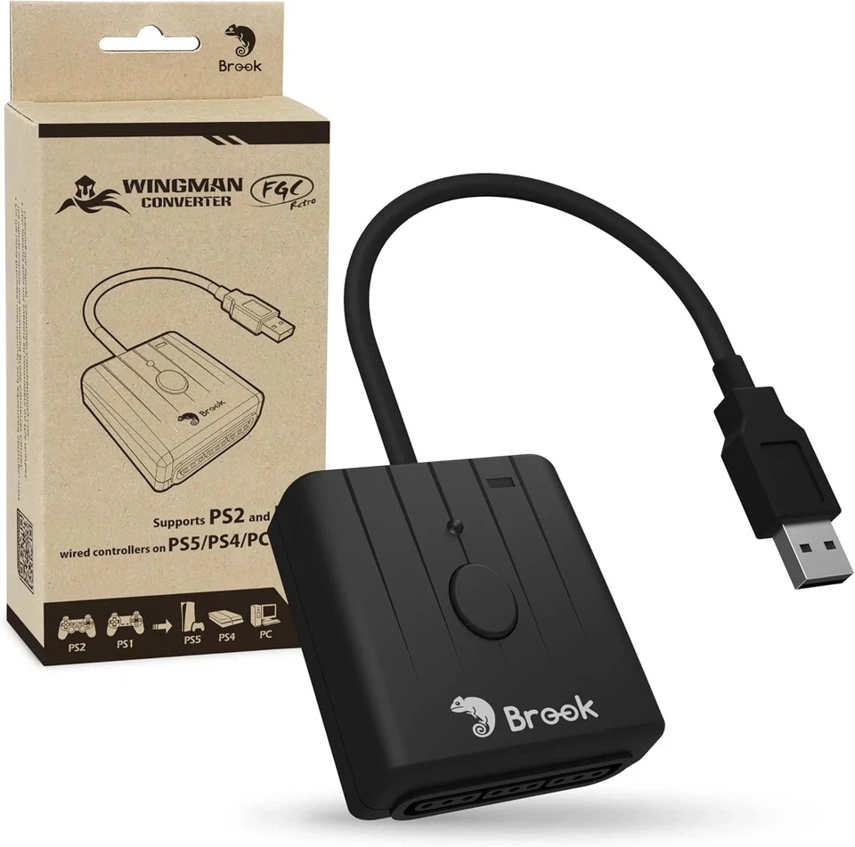 Brook Wingman FGC Retro – PS1 & PS2 Controller for PS5, PS4, PC Turbo, Remap NEW - Image 1 of 4