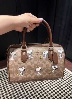 NWT Coach X Peanuts Rowan Satchel Bag Signature Canvas With Snoopy Print CBM33 - Image 1 of 4