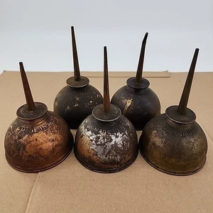 Lote de 5 latas de aceite vintage Eagle Oiler bomba pulgar hechas en EE. UU. - Imagen 1 de 6