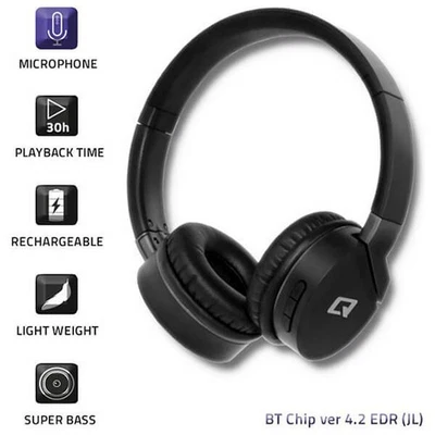 AURICULARES INALÁMBRICOS BT CON MICRÓFONO SUPER BASS NEGRO - Imagen 1 de 4