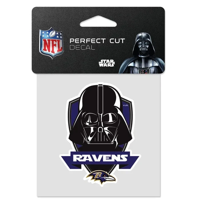 CALCOMANÍA BALTIMORE RAVENS STAR WARS DARTH VADER CORTE PERFECTO 4"X4" PARA VENTANAS Foto 1 de 1