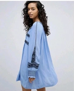 Vestido y Slip Free People S Gran Tamaño Gauzy Wind Sauce Bordado Boho Campesino - Imagen 1 de 20