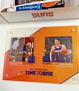 2018 - 19 Phoenix Suns NBA Plaque Ayton Devin Booker Game Worn Jersey Pieces NEW - Picture 1 of 6