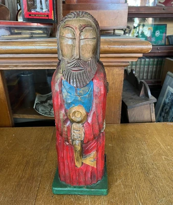 Portabotellas de madera tallada a mano vintage monje fraile hecho en España Foto 1 de 4