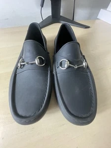 Gucci Horsebit Black Rubber Loafers Shoes Men’s Size 11 (US 11) Authentic - Picture 1 of 8