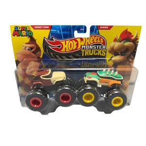 Hot Wheels Monster Trucks Super Mario Donkey Kong vs Bowser 1:64 Scale 2-Pack - Picture 1 of 4