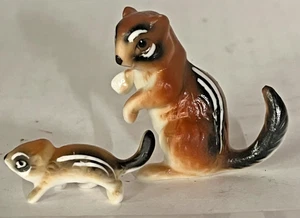VTG Set of 2 Bone China Miniature Chipmunk Figurines Mom & Baby Porcelain Japan - Picture 1 of 5