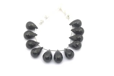 Cuentas de briolette de espinela negra, gotas de espinela negra 13,8x9,35-14,14x9,16 mm Foto 1 de 2