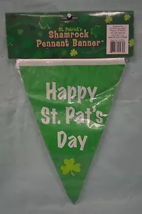 St Patrick's DAY Party KLEEBLATT Wimpel BANNER 12' Happy St Pat's Day Kleeblatt NEU - Bild 1 von 2