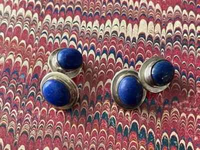 Natürlich Lapislazuli Edelstein 925 Sterlingsilber Manschetten Geschenk Für Neu - Bild 1 von 4