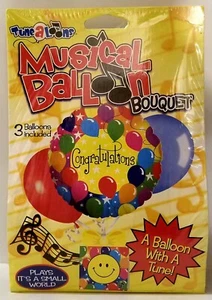 FELICITACIONES Ramo Musical 3 Globos toca "It's A Small World" Tunealoons - Imagen 1 de 4