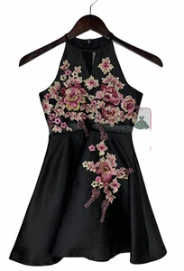 NEW Rare Editions Sz 7 Girls Party Formal Dress Black Pink Embroidered NWT - Picture 1 of 7