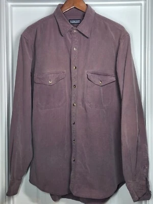 Camisa Gamuza Lands End Adulto LG Alta Púrpura L/S Franela Para Hombres 16-16.5 LT De Colección Foto 1 de 4
