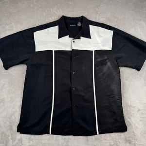 Camisa de boliche vintage George años 50/60 abotonada manga corta blanco y negro - Imagen 1 de 7
