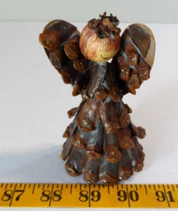 Vintage Rustic Pinecone Angel Figurine Taiwan 4.5" Primitive Art Handmade - Picture 1 of 5