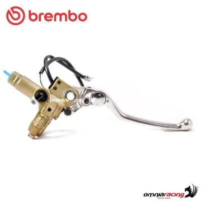 Pompa freno Brembo ant PS16mm corpo oro e leva regolabile argento e switch - Immagine 1 di 4