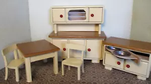 Antik Küchen Möbel Puppenstube Linus Dähnert 30er J. Buffet Spülschrank Holz 1:8 - Bild 1 von 24