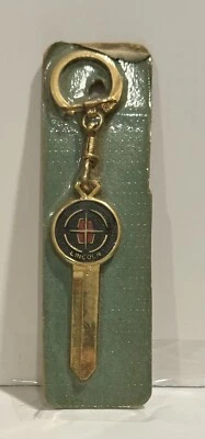 LINCOLN CONTINENTAL Vintage Gold Crest Uncut Key Blank 1965-1967 Gold Plated MOC - Image 1 of 3