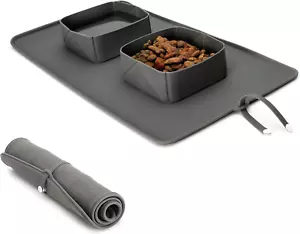 Portable Pet Feeder, Silicone Bowls for Dog and Cat Travel, Collapsible Dish for - Picture 1 of 12