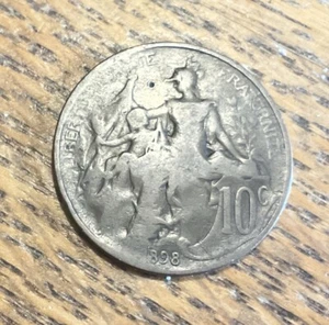 1898 France  10 Cents Coin - Picture 1 of 2