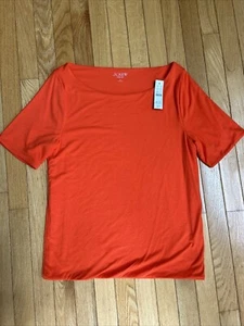 NWT J.Crew Form Knit Women's Orange Short Sleeve Top Size L - Picture 1 of 7