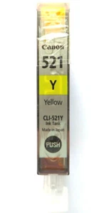 1x Genuine Canon Refilled CLI-521 Yellow Color Carts, Inkjet, Pack Size 1,MX868 - Picture 1 of 2