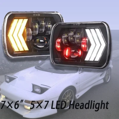 LED Headlight DRL For Toyota MR2 PICKUP Truck 7x6" 5x7 Turn Signal Hi-Lo Beam - Image 1 of 4