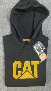 Caterpillar CAT Logo Men’s MEDIUM Black Embroidered Pullover Hooded Sweatshirt - Picture 1 of 7