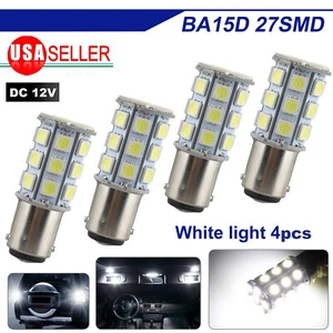 4X BA15D 27SMD RV Camper Boat LED Interior Light Bulb 1076 1142 1004 Super White - Picture 1 of 8