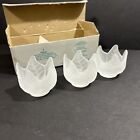 Set Of 3 Partylite Frosted Lotus Blossom Tulip Tea Light Votive Candle Holders