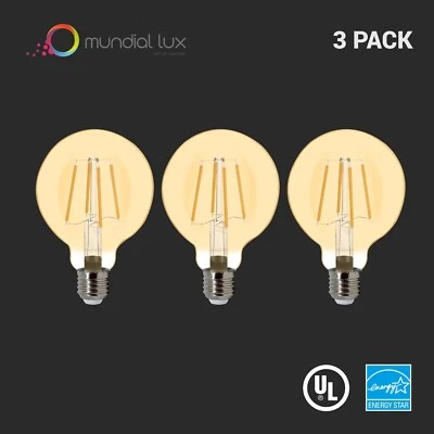 3Pack LED G25 E26 Light Bulbs Ambar Light 4.9W (40W Equivalent) 5 years warranty - Image 1 of 3