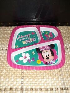 Disney Minnie Mouse Kids Girls Sectioned Dinner Plate Plastic Pink EUC