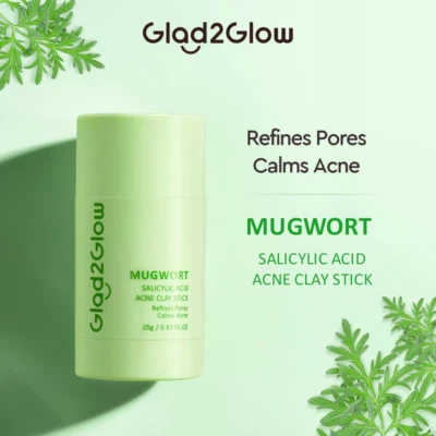 Glad2Glow Real Mugwort Clay Mask Stick Salicylic Acid Anti Pores & Acne Cleaning - Image 1 of 4