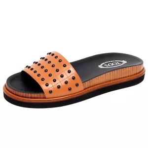 F3196 sandalia mujer marrón claro TOD'S zapatos de goma tachuelas zapatos mujer - Imagen 1 de 4