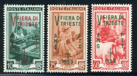 AMG-FTT Trieste MNH: Scott #178-180 5th TRIESTE Fair 1953 CV$4+ Cover