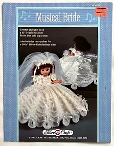 Crochet Pattern Book Musical Bride Wedding Dress Gown 13" Music Box Doll Pillow - Picture 1 of 1