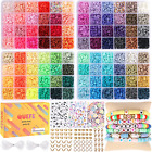 9600Pcs Clay Beads for Bracelet Making Kit, 96 Colors Polymer Heishi Beads Set