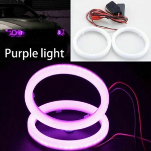 110mm Purple Car Auto DRL COB LED Angel Eyes Halo Ring Fog Headlight Lamp Light - Picture 1 of 8