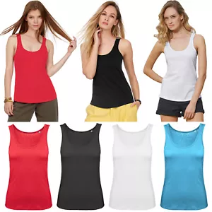 PACK OF 2 LADIES COTTON VEST WOMEN PLAIN SUMMER STRETCHY CASUAL TANK TOP T SHIRT - Picture 1 of 15