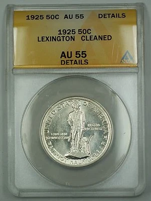 1925 Lexington Commem Silver Half Dollar ANACS AU-55 Details Cleaned Nice Luster - Image 1 of 2
