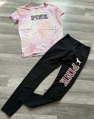 Conjunto camiseta y leggins rosa Victoria Secret Foto 1 de 4