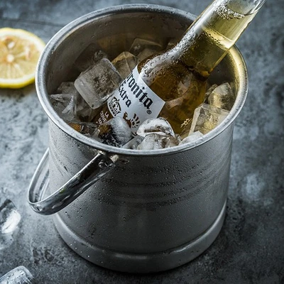  Bottiglia Acciaio Inox Secchiello Per Il Ghiaccio Bevande Argento - Immagine 1 di 4