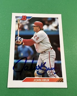 AUTÓGRAFO DE JOHN KRUK (TTM) - 1992 BOWMAN - ESTRELLA DE LOS PHILADELPHIA PHILLIES Foto 1 de 2