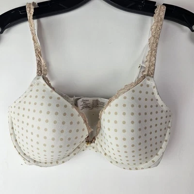 Sujetador push up abrazable Soma 32C beige blanco lunares encaje ribete con aros cómodo Foto 1 de 4