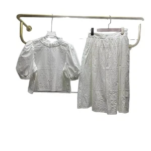 Camisa + Sobrefalda French Skall Studio 2025 Verano Bordada Manga Burbuja - Imagen 1 de 24