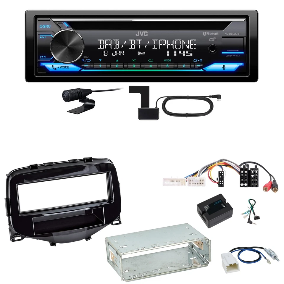 JVC KD-DB922BT Bluetooth DAB Einbauset Toyota Aygo Peugeot 108 Citroen C1 - Bild 1 von 1