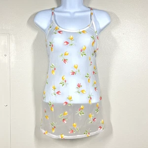 Vintage Victorias Secret Sheer Camisole Top Sz S Ivory Floral Alluring Fairy - Picture 1 of 7