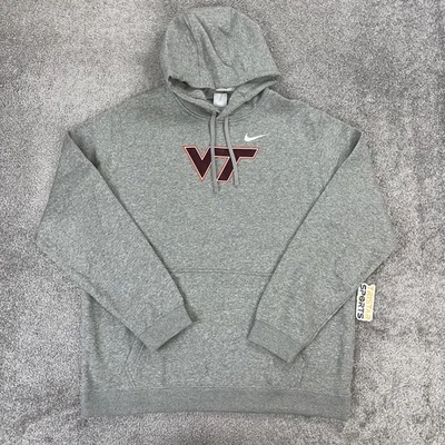 Virginia Tech Hokies Hoodie Sweatshirt Fleece Mens 2XL Gray NCAA Football Nike - Image 1 of 4