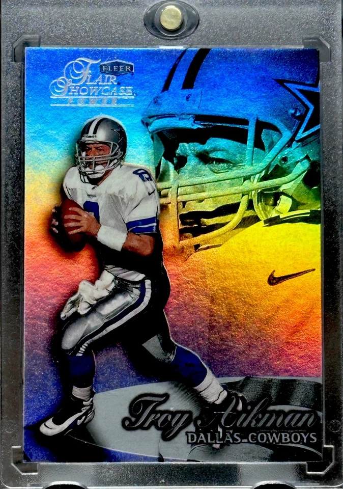 TROY AIKMAN RARO HOLO FOIL REFRACTOR TARJETA DE INVERSIÓN VAQUEROS COMO NUEVO MVP HOF Foto 1 de 4