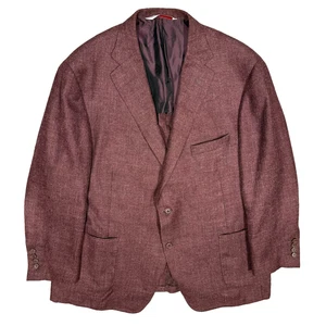 Samuelsohn Wool Linen Silk Blazer Unstructured Sport Coat Current Burgundy 46 R - Picture 1 of 11